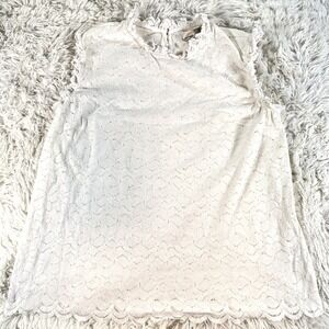 Everleigh Floral Lace Overlay Top Ruffle Neck Sleeveless Size 1X Cottagecore‎